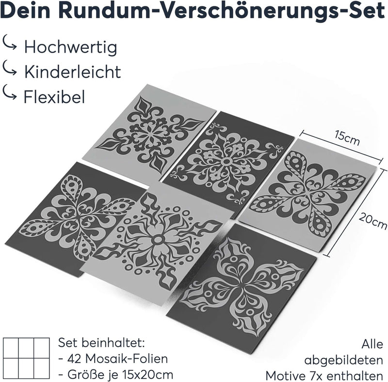 CREATISTO Klebefliesen Stickerfliesen Fliesenfolie - Stylische Sticker Aufkleber für Fliesen I Klebe