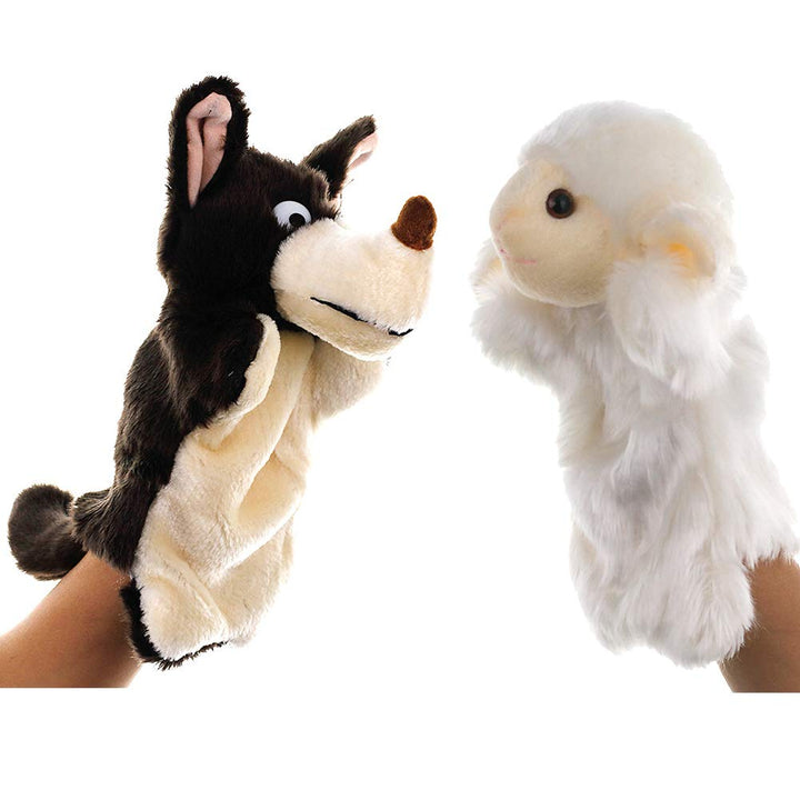 EQLEF Handpuppe, realistische Schafwolfpuppe Weiche Plüschhandpuppen zum Spielen und Erzählen von Wo