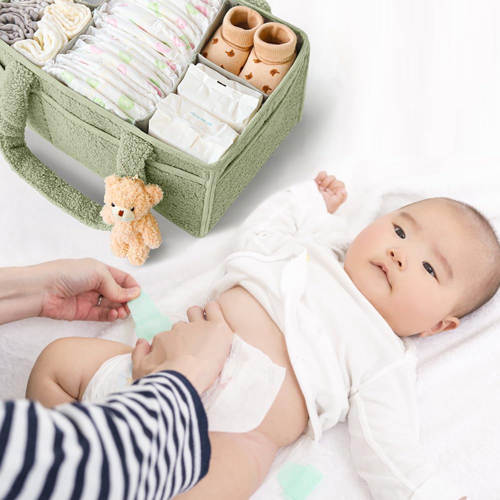 Baby Windel Caddy Organizer, Tragbarer Wickelorganizer Mit Fächern & Griffen, Plüsch Wickel Organize