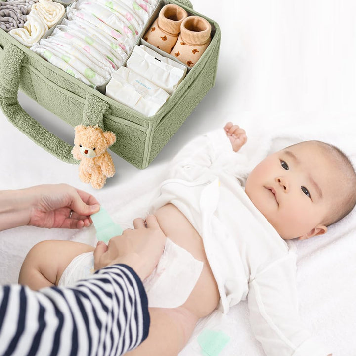 Baby Windel Caddy Organizer, Tragbarer Wickelorganizer Mit Fächern & Griffen, Plüsch Wickel Organize