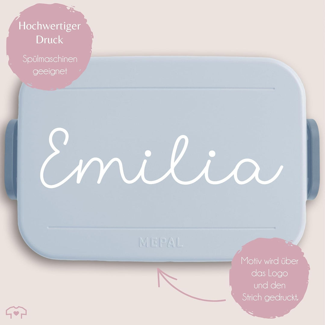 Bento Box Midi Lunchbox für Mepal Bentobox - Wunschtext - Kinder Brotdose Wunschname in Schreibschri