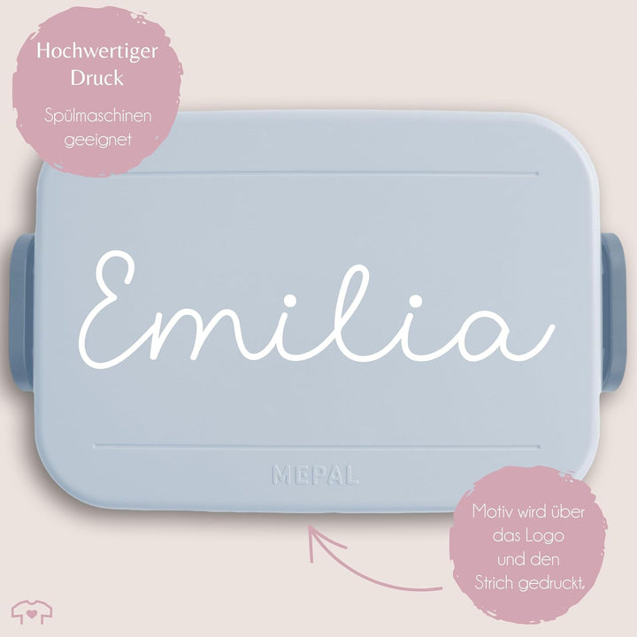 Bento Box Midi Lunchbox für Mepal Bentobox - Wunschtext - Kinder Brotdose Wunschname in Schreibschri