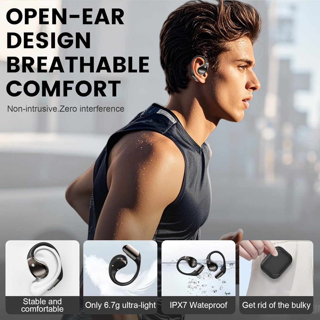 Open Ear Kopfhörer Bluetooth 6.0 mit HD Mic, 2025 Kopfhörer Kabellos Bluetooth HiFi Stereo mit Ohrha