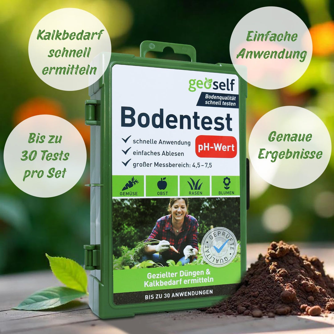 pH-Bodentest zur Ermittlung des Kalkbedarfs – pH Bodentester für bis zu 30 Anwendungen – schnelle Er