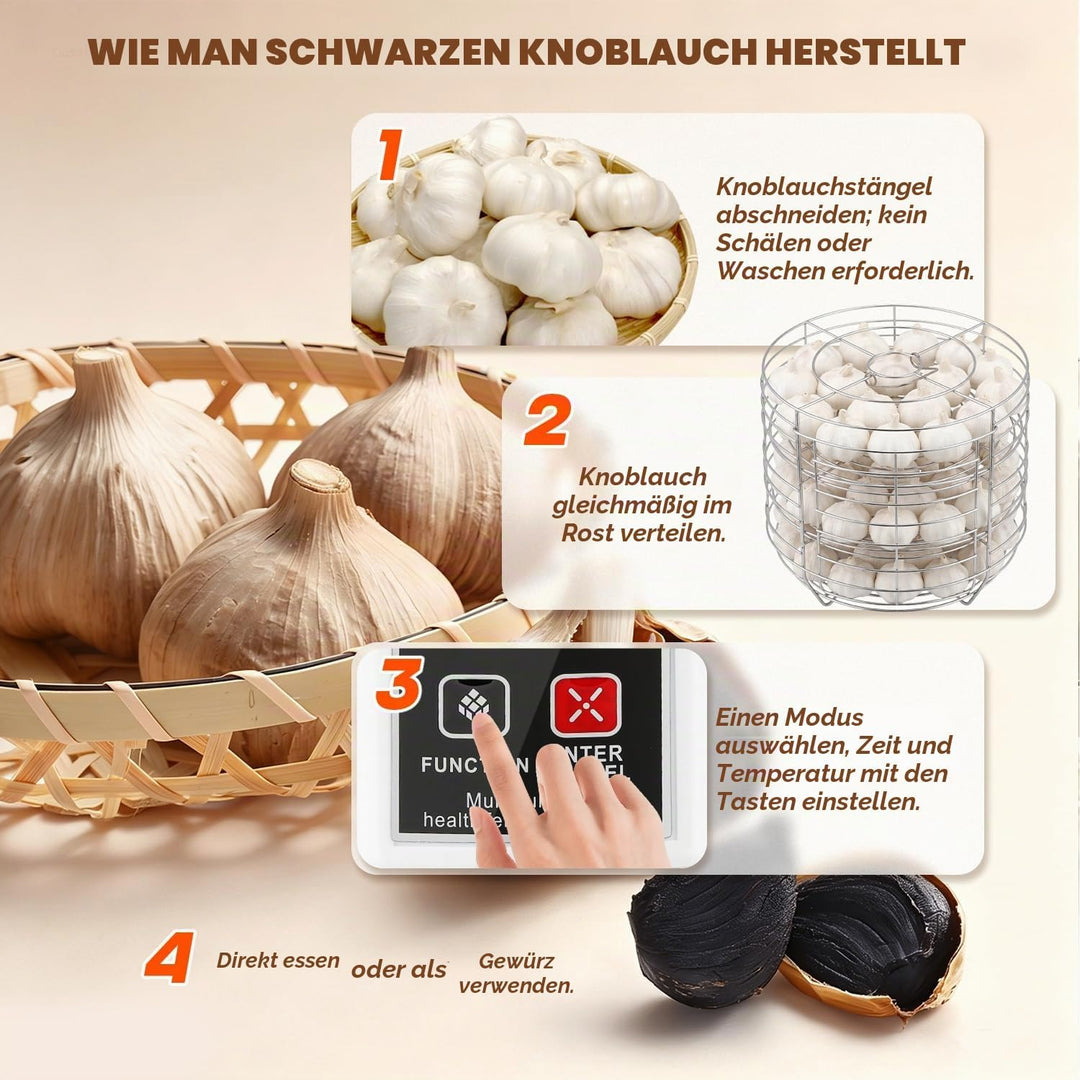 Moongiantgo 7.5L Schwarzer Knoblauchfermenter, Automatische Steuerung Knoblauchtopf Natto, Joghurt,