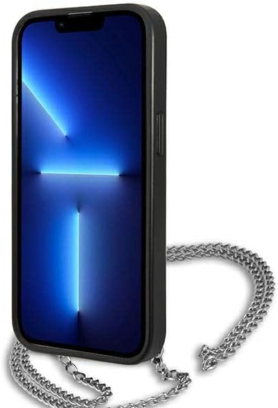 Karl Lagerfeld Leder Strukturiert und Kette – iPhone 13 Pro Hülle (Schwarz)