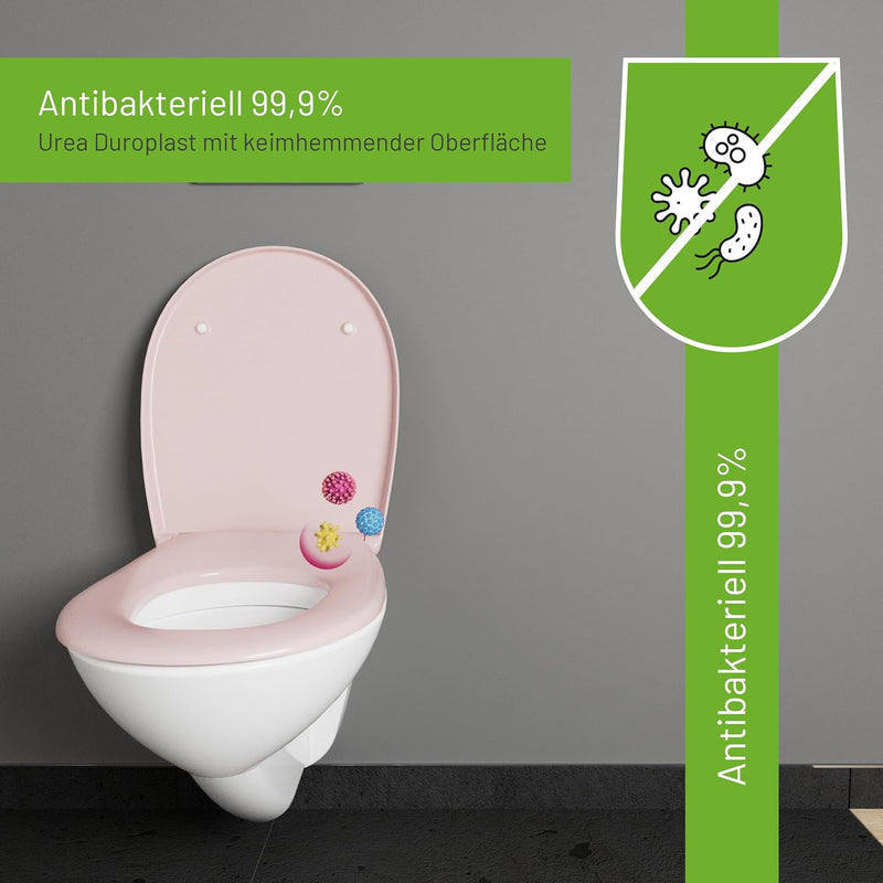 LUVETT® WC-Sitz mit Absenkautomatik C100 oval universell, Toilettendeckel mit 3 Edelstahl Montagelös