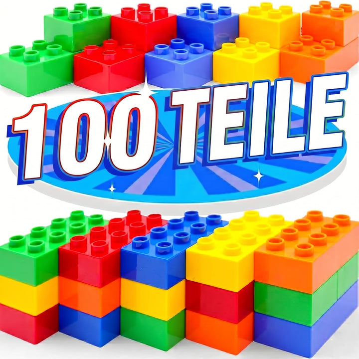WYSWYG Grosse Bausteine Set -100 Steine in 5 Farben, Kompatibel - Ideal für Kinder ab 3 4 5 Jahre, S