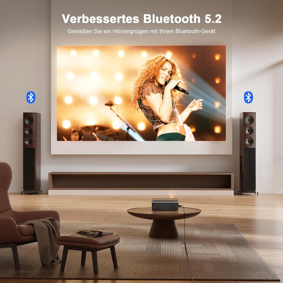 Smart Beamer【Android TV & Autofokus/Keystone 】 Full HD 1080P 23000 Lumen Beamer 4K Unterstützung, VO