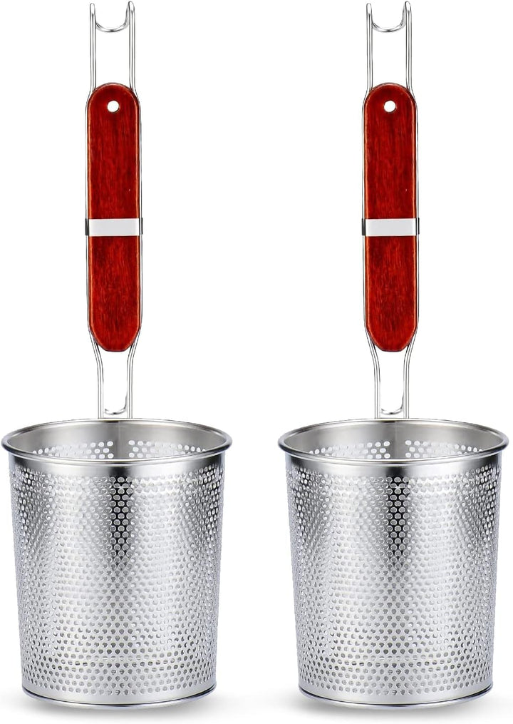 TENTA KITCHEN 2 Stück mikroperforiertes Edelstahl-Nudelsieb mit Griff,Lebensmittel-Teigtaschen-Nudel