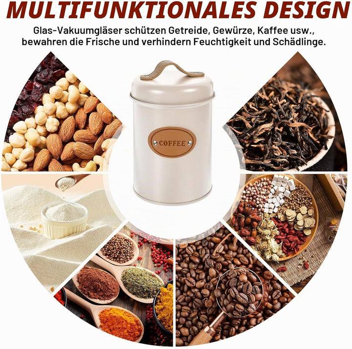 Kaffeedose 2er Set, 1200ml Luftdichte Kaffeebehälter, Kaffeebohnen Aufbewahrung und Kaffeepads Aufbe
