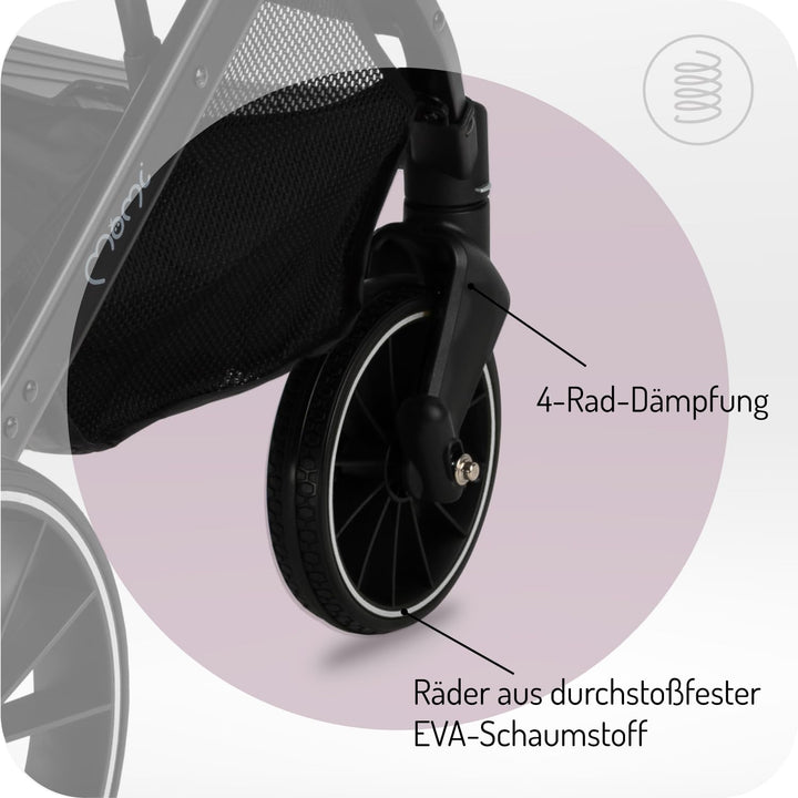 MoMi ESTELLE DAKAR Kinderwagen ab 6. Monat (bis 22 kg), klappbarer Buggy mit 5-Punkt-Sicherheitsgurt