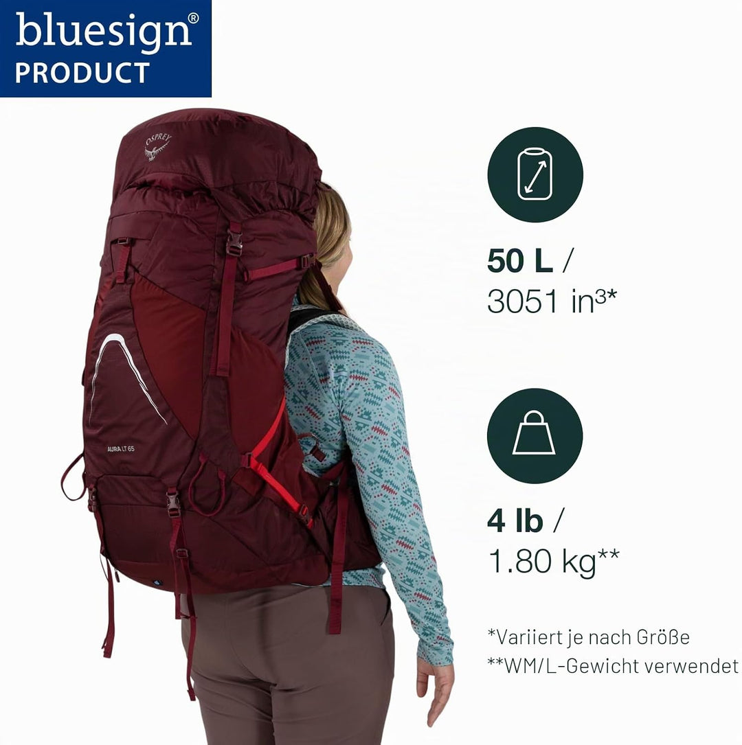 Osprey Europe Damen Aura Ag Lt 50 Backpack Koseret/Darjeeling Spring Green WXS/S, Koseret/Darjeeling
