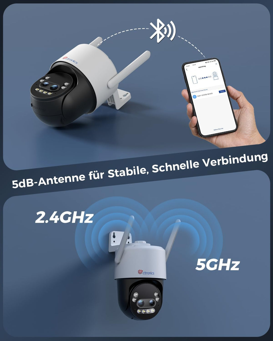 Ctronics 4K 10X Hybrid Zoom Überwachungskamera Aussen mit Auto Zoom-Tracking, WLAN Kamera Outdoor Pe