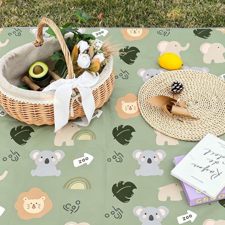 Mini Picknickdecke Ultradünn, Picknickdecke mit Erdankern (Dunkelgrün), Dunkelgrün