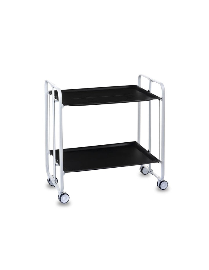 DON HIERRO - Servierwagen weiss, klappbar, 2 Böden. Rollwagen Bauhaus-Schwarz