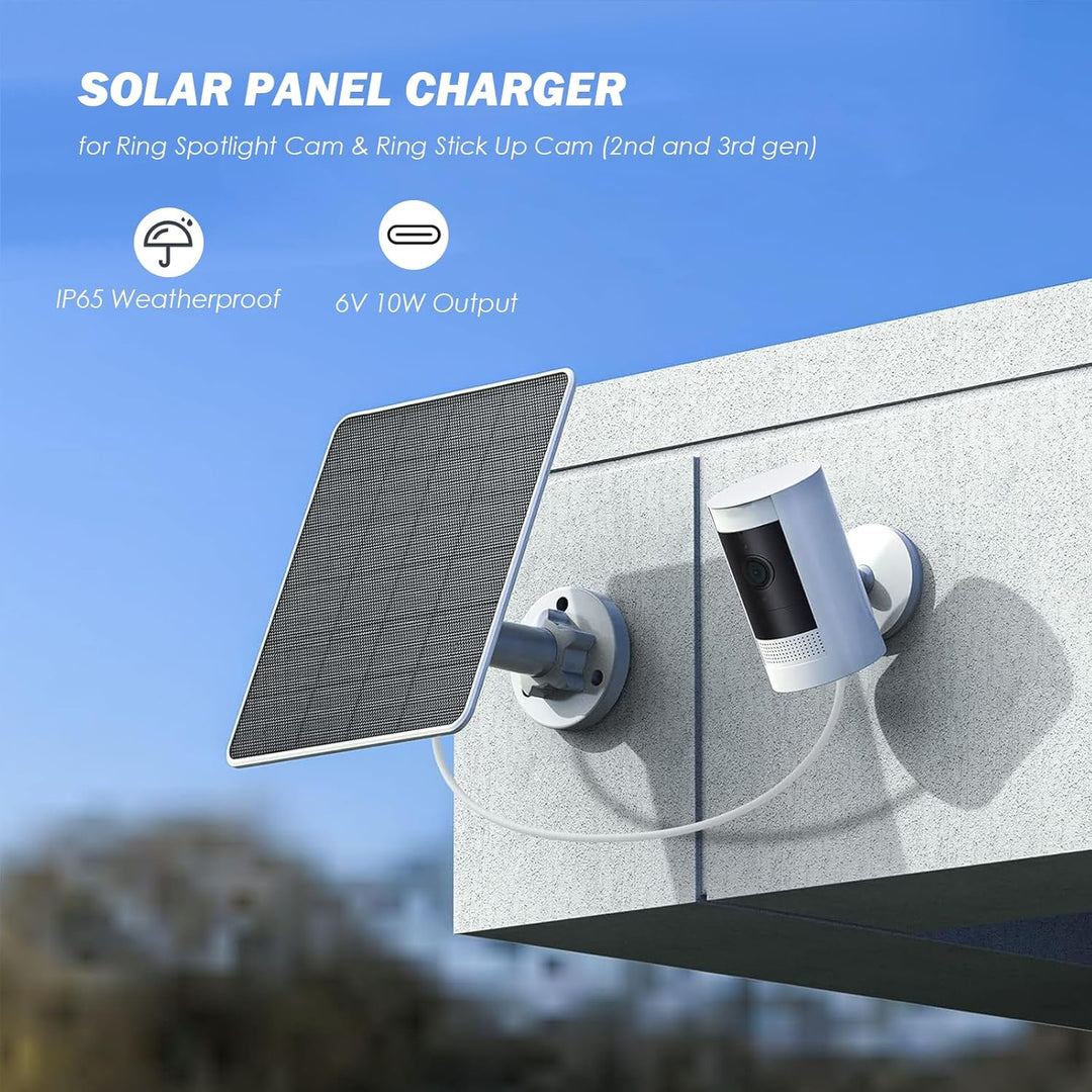 Solarpanel-Ladegerät für Ring Spotlight Cam und Ring Stick Up Cam, IP65 Wasserdichtes Solarpanel mit