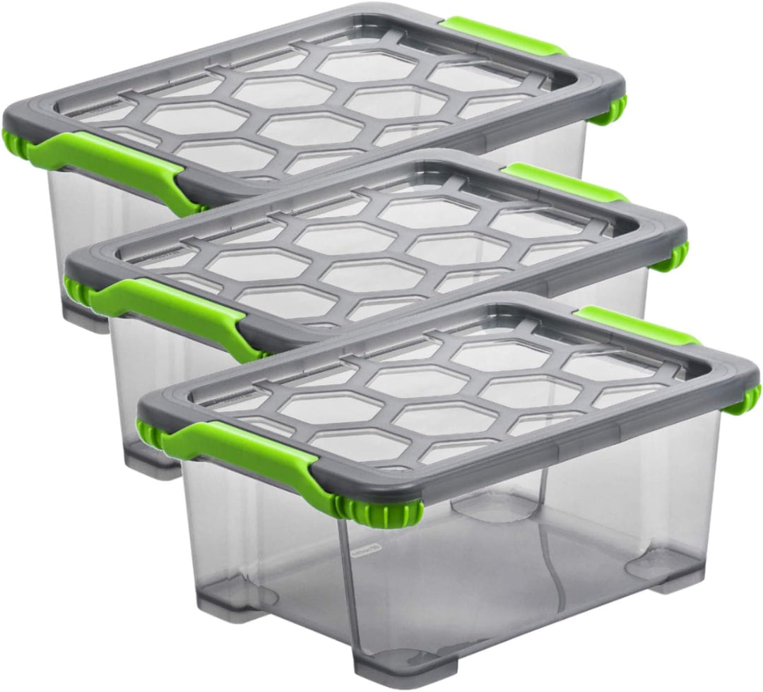 Rotho Evo Total Protection 3er-Set Aufbewahrungsbox 11l mit Deckel, lebensmittelechter Kunststoff (P