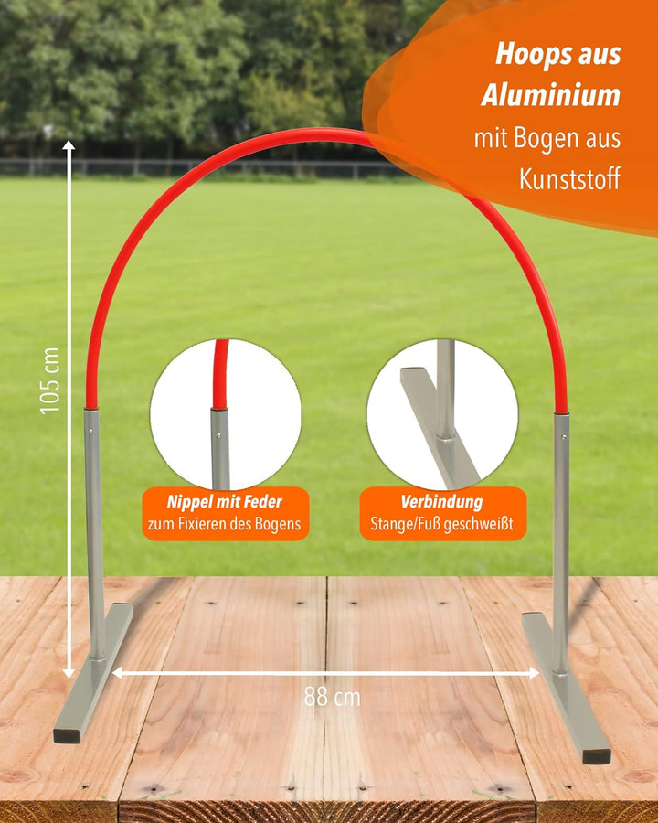 Hoopers Hoop mit Aluminiumfüssen und flexiblem Steckbogen, stabil & VDH-konform, Bogenfarbe Pink Bog