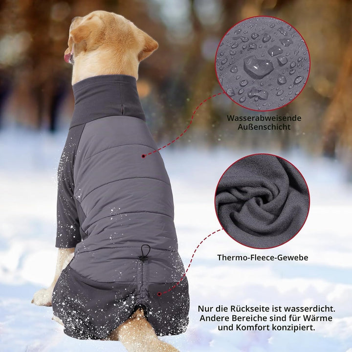 Dotoner Winter Hundemantel mit Beinen, Elastischer Hundejacke Hund-Overall Fleecefutter Warm, Winddi
