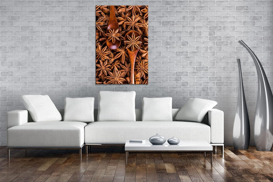 deyoli Gewürz Anise Format: 80x60 als Leinwand, Motiv fertig gerahmt auf Echtholzrahmen, Hochwertige