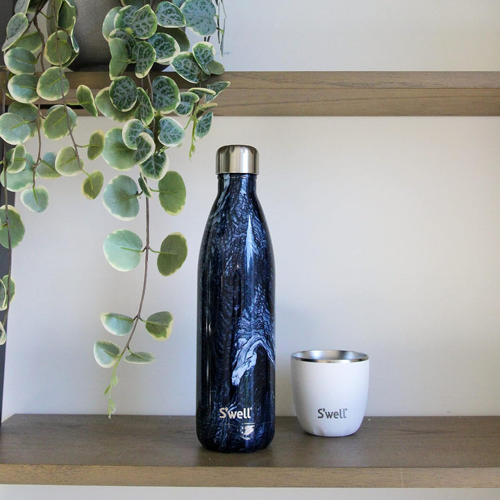 S'well Wiederverwendbare Trinkflasche aus Edelstahl, 750 ml, Azurit-Marmor, dreifach isolierte und a