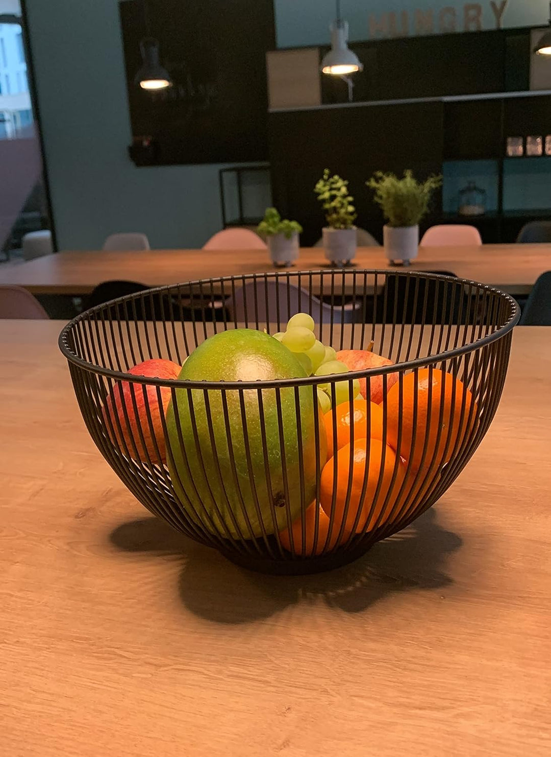 Moderne Obstschale // Metall // Rund, Schwarz // dekorativer Designer Obstkorb