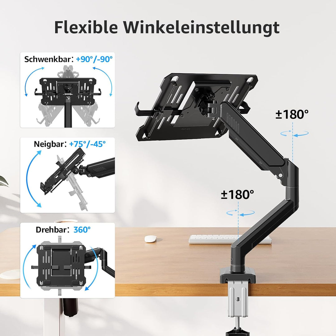 MOUNTUP Monitor Halterung mit Laptopablage, 2 in 1 verstellbare Laptop Armhalterung für 14-17 Zoll-N