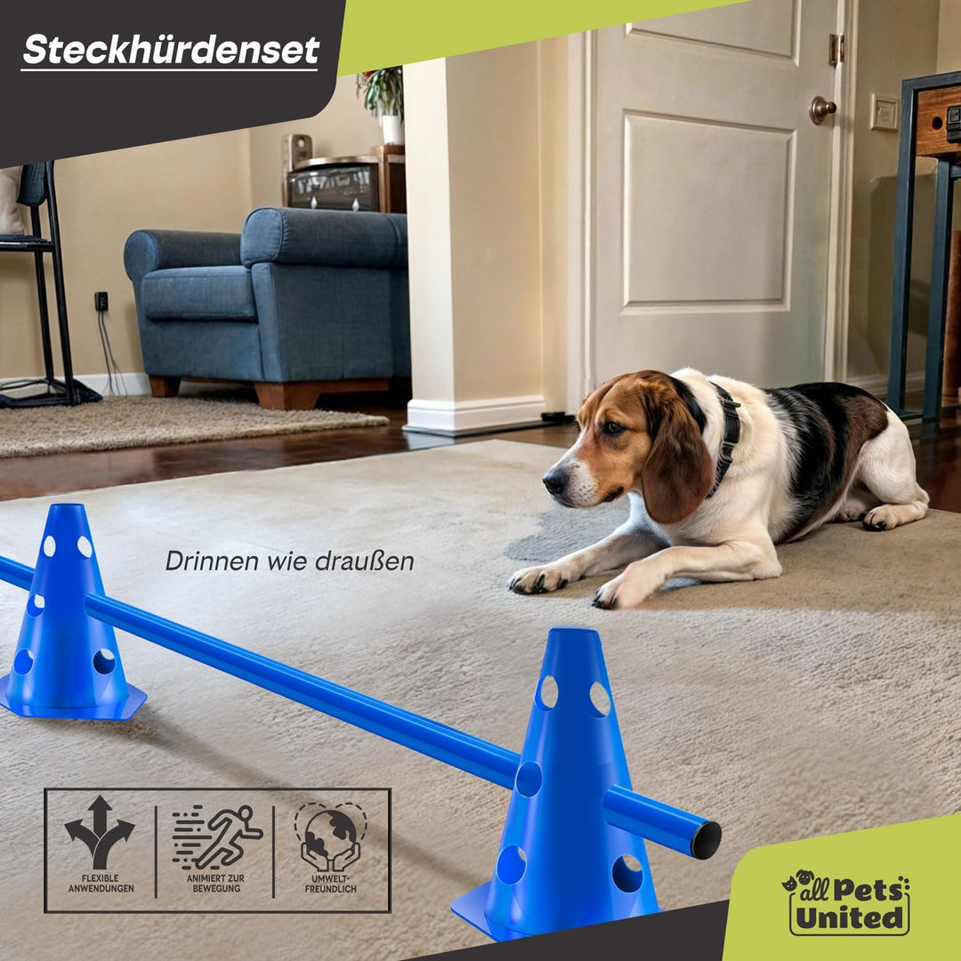Steckhürden Set für Hunde; Agility Trainingszubehör für Hunde & Pferde; Hürdenset mit Stange & Hütch