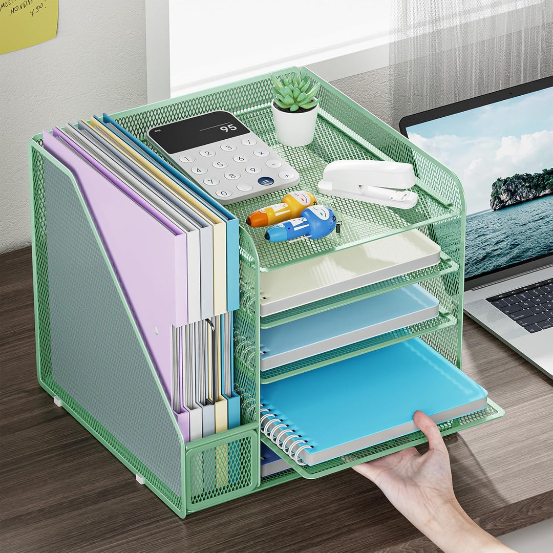 Marbrasse Schreibtisch Organizer und Büro Zubehör,5-Tier Briefablage Organizer mit Briefständer,Mesh