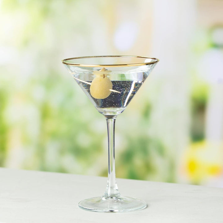 Utopia City Martini-Gläser mit Goldrand, 200 ml, 6 Stück, Vintage-Martini-Gläser mit Goldrand, L6006