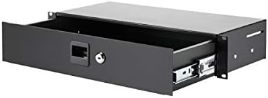 Adam Hall Parts 87402 S 19" Rack Schublade 2 HE Stahl mit 200 mm Tiefe, Schwarz, 87402S