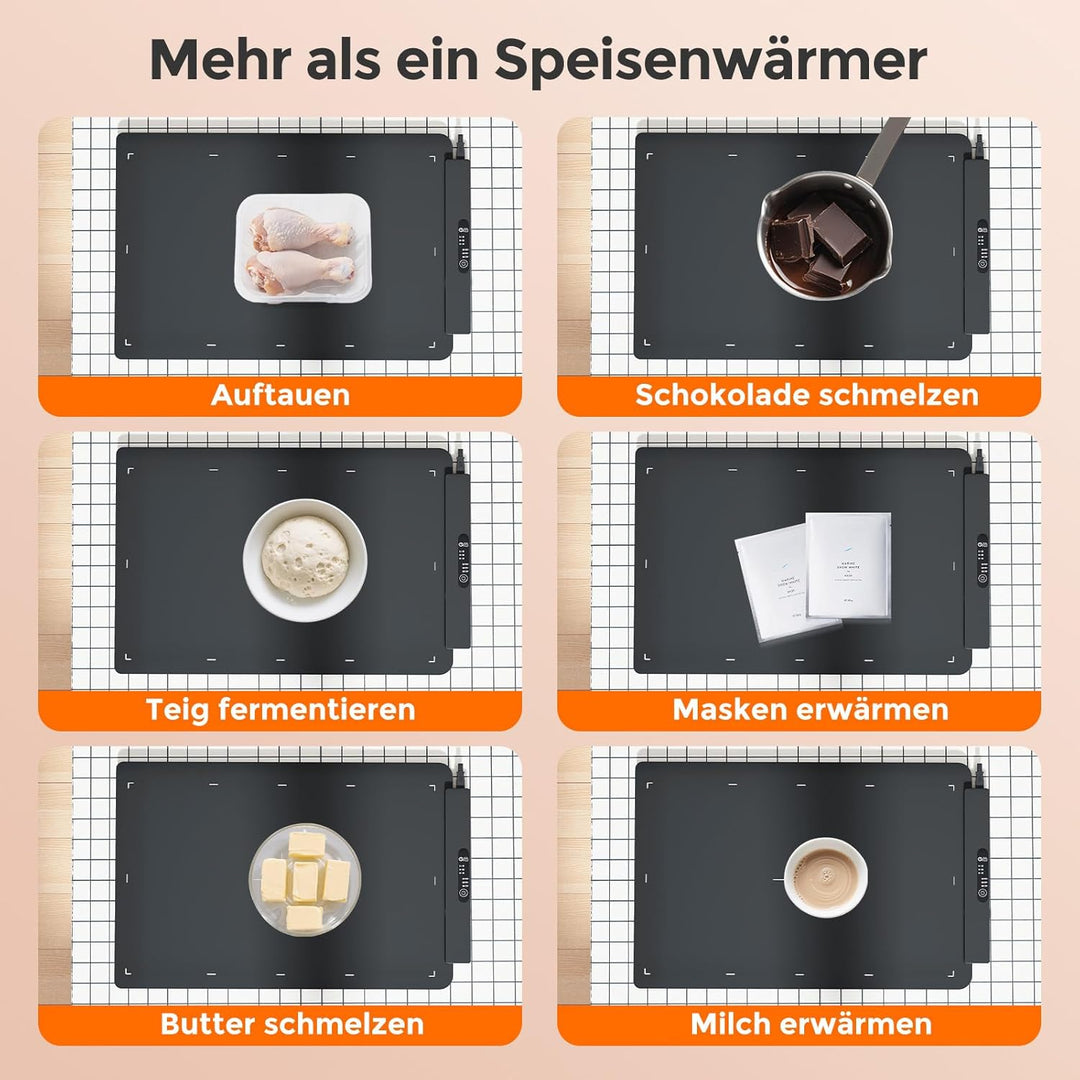GOPLUS Warmhalteplatte Elektrisch, Silikon Warmhaltematte, rollbarer Speisenheizplatte mit Einstellb