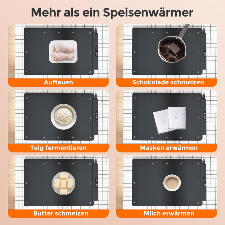 GOPLUS Warmhalteplatte Elektrisch, Silikon Warmhaltematte, rollbarer Speisenheizplatte mit Einstellb