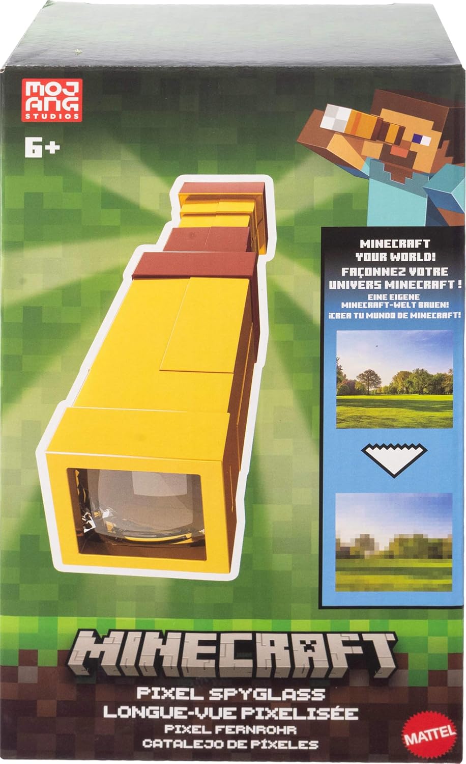 Mattel Minecraft Pixel-Fernrohr Spielzeug mit Pixellinse, Zubehörteil für Rollenspiele und Kostüme i