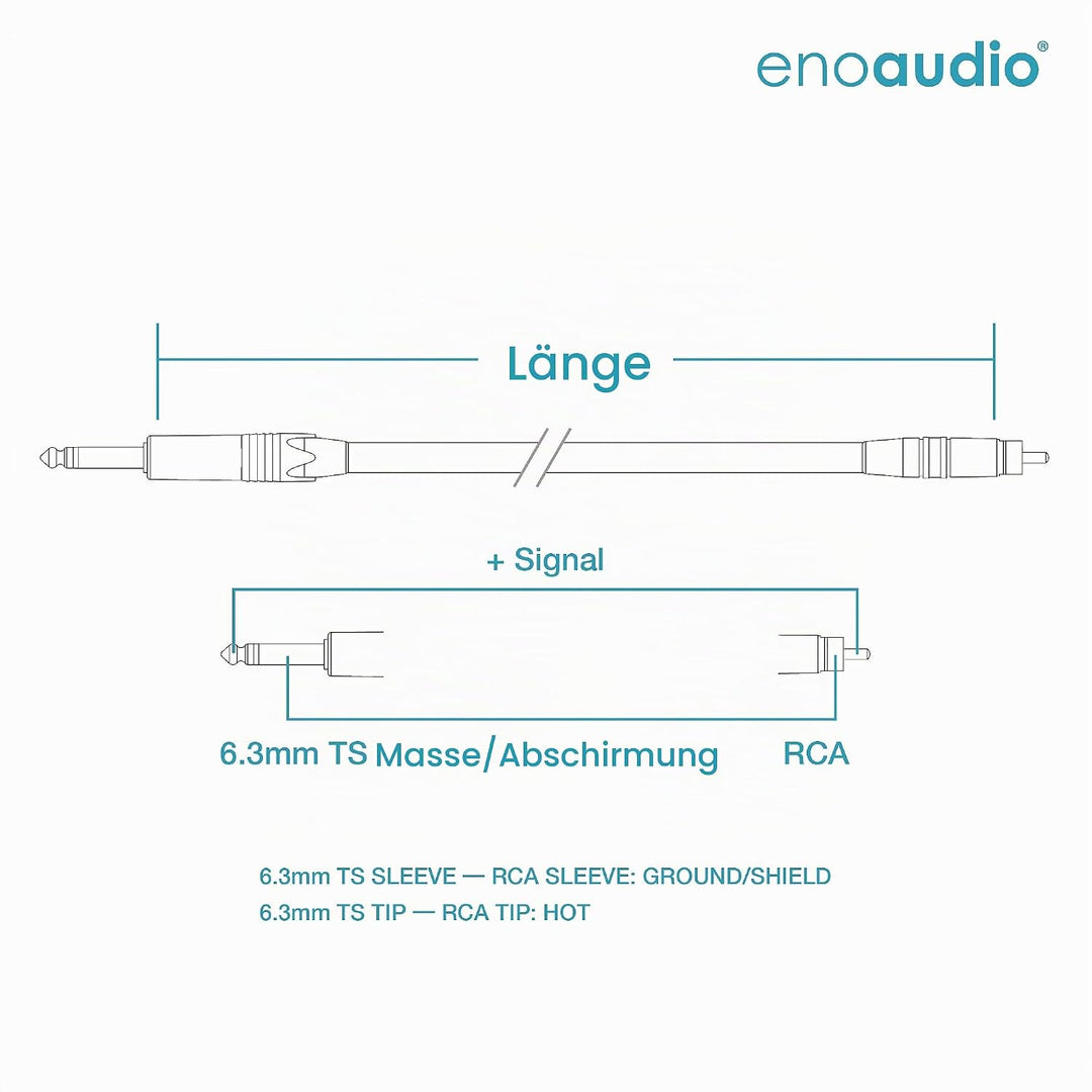 enoaudio Mogami 2534 Quad Stereo Paar (L,R) Audio Kabel | Neutrik Gold Cinch RCA - 6,3mm TS klinke |
