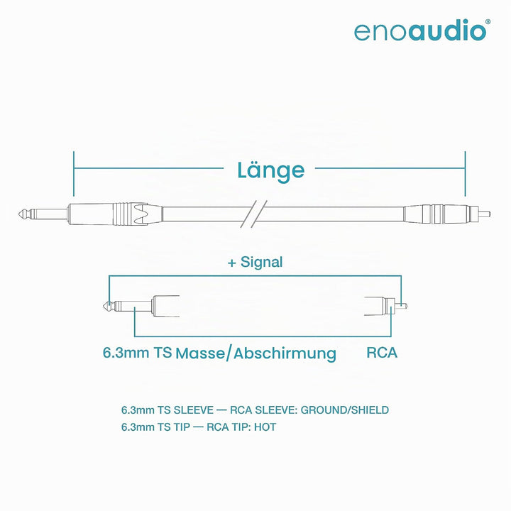 enoaudio Mogami 2534 Quad Stereo Paar (L,R) Audio Kabel | Neutrik Gold Cinch RCA - 6,3mm TS klinke |