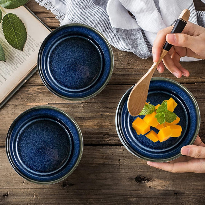 UNICASA Soufflé Förmchen, Creme Brulee Schälchen Blau 4 Stück, Souffleförmchen Porzellan Pastetenfor
