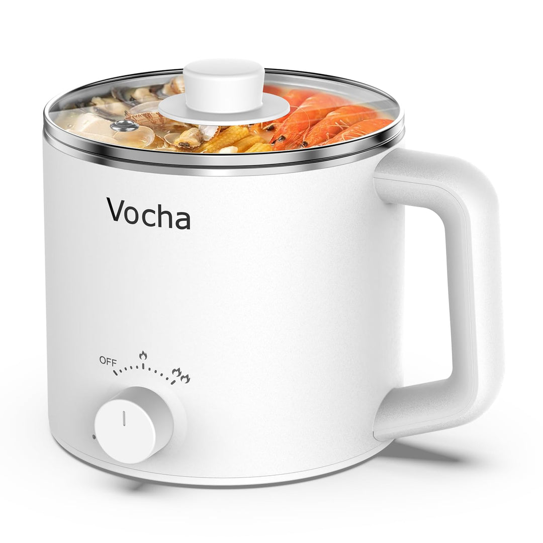Vocha Elektrische Hot Pot Topf, 1.6L Kleiner Elektrischer Kochtopf, Tragbare Schneller Nudelkocher,