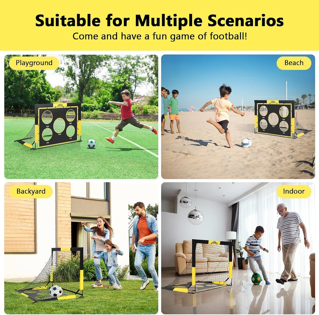 MoKo Fussballtore für den Garten, 150×120 cm Grosses Pop-up-Tornetz mit Zieltafel, Tragbare Fussball