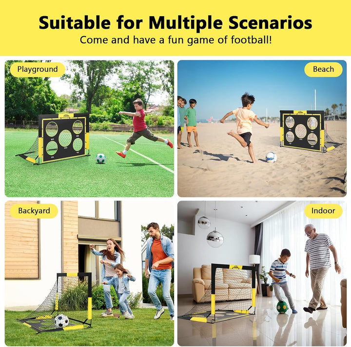 MoKo Fussballtore für den Garten, 150×120 cm Grosses Pop-up-Tornetz mit Zieltafel, Tragbare Fussball