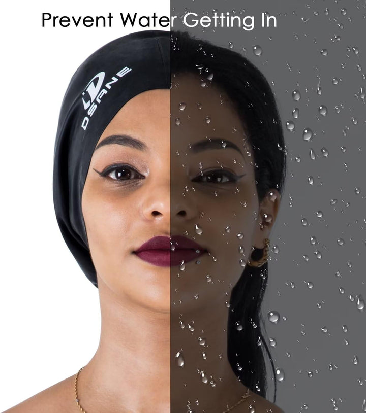 Dsane Extra Grosse Badekappe Damen Herren, Schwimmkappe Lange Haare mit Speziellem Design, Bademütze