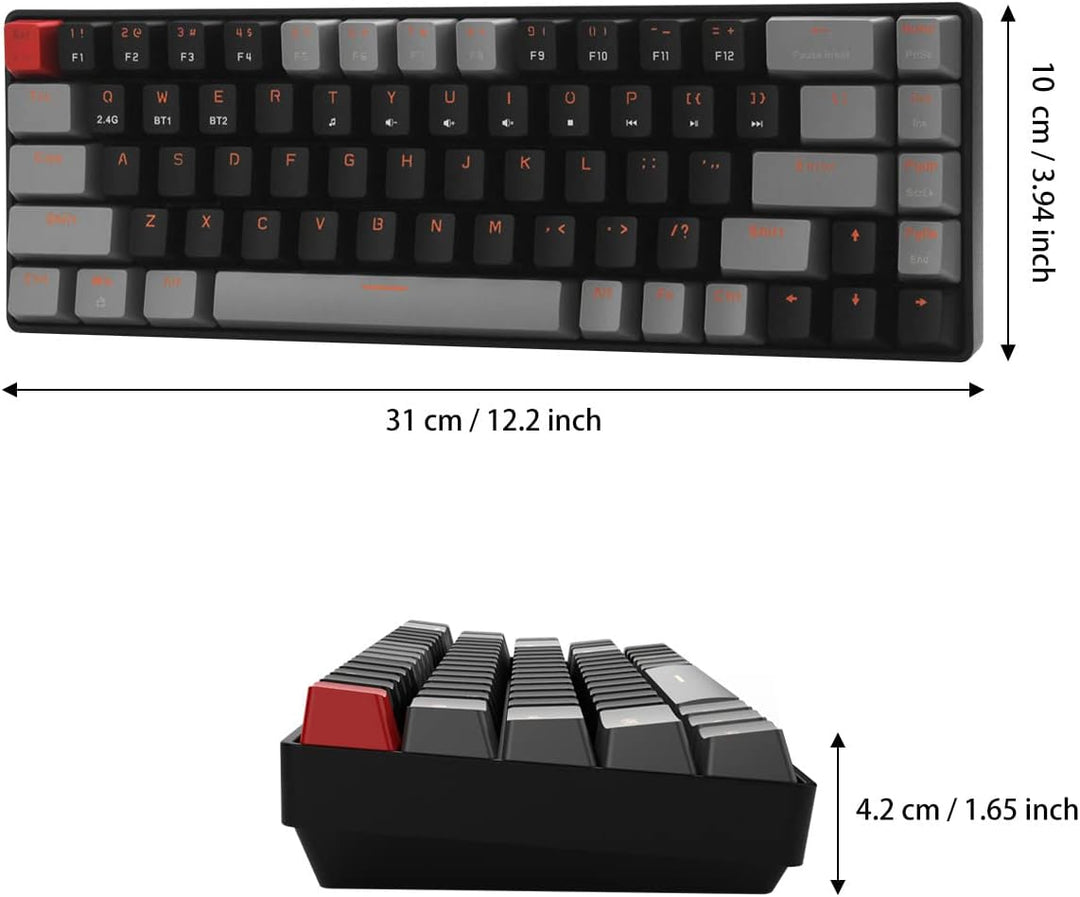 Qisan Mechanical Wireless Keyboard Gaming Keyboard Brown Switch Mini Design (60%) 68 Keys US Layout-
