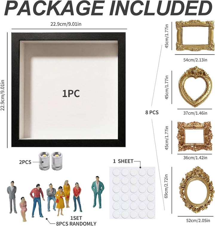 DIY Mini Museum Silhouette Box, Foto Erinnerungsanzeige Set, Fotospeicher Bilderrahmens mit 8 Mini G