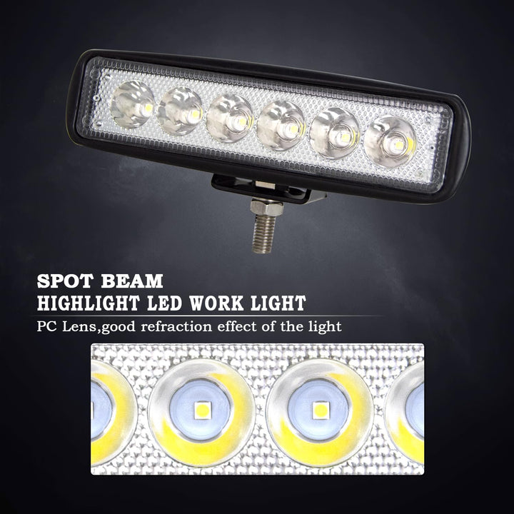 AUXTINGS 4 Stücke 6 Zoll 18W dünn LED Arbeitsscheinwerfer 15 cm Flutlicht Leuchtfleck LED Pods 12V 2