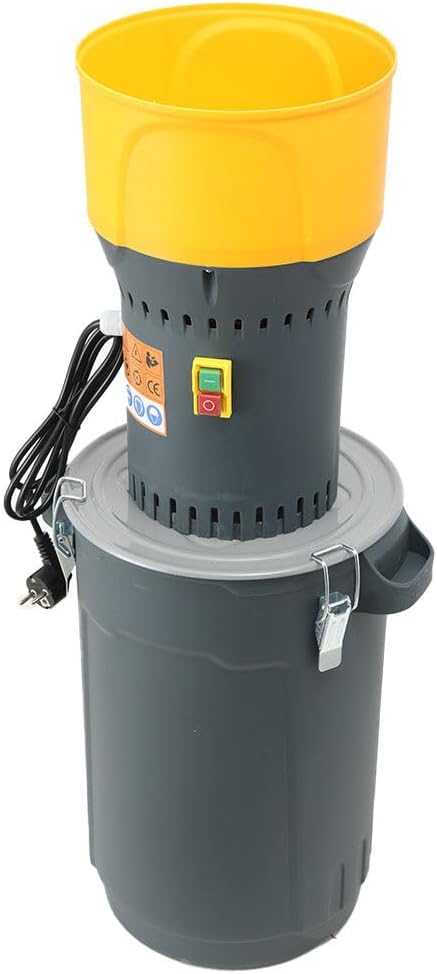 Elektrische Getreidemühle mit 25L Eimer, 1000 Watt Elektromotor,6,5L Einfülltrichter, 300 kg/h, Schr