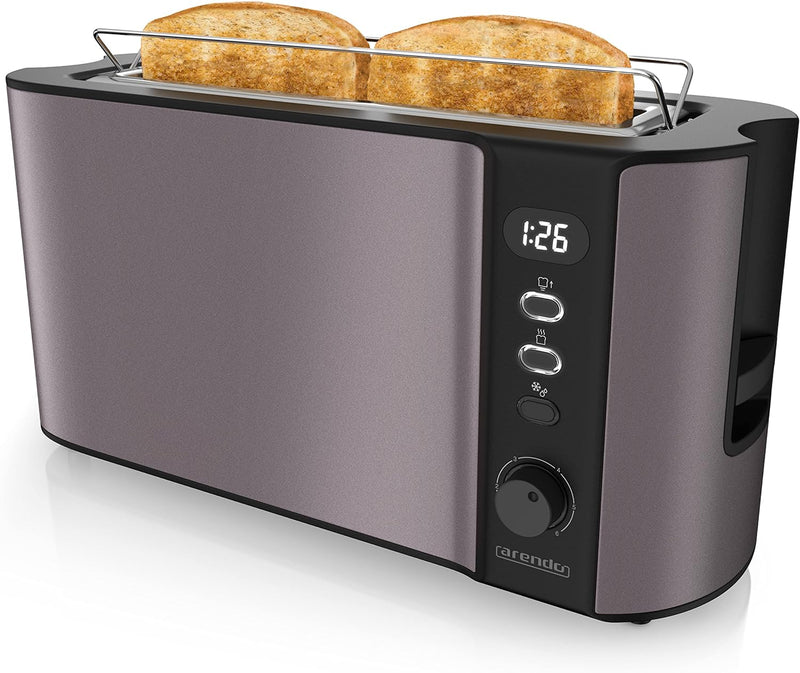 Arendo - Toaster Langschlitz 2 Scheiben - Defrost Funktion - 1000W - Doppelwandgehäuse - Integrierte