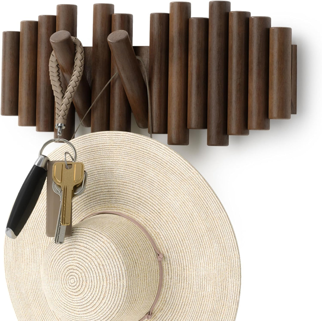 Umbra Picket Garderobenhaken - Garderobenleiste und Moderne Wand Dekoration mit 5 Klapphaken aus ges