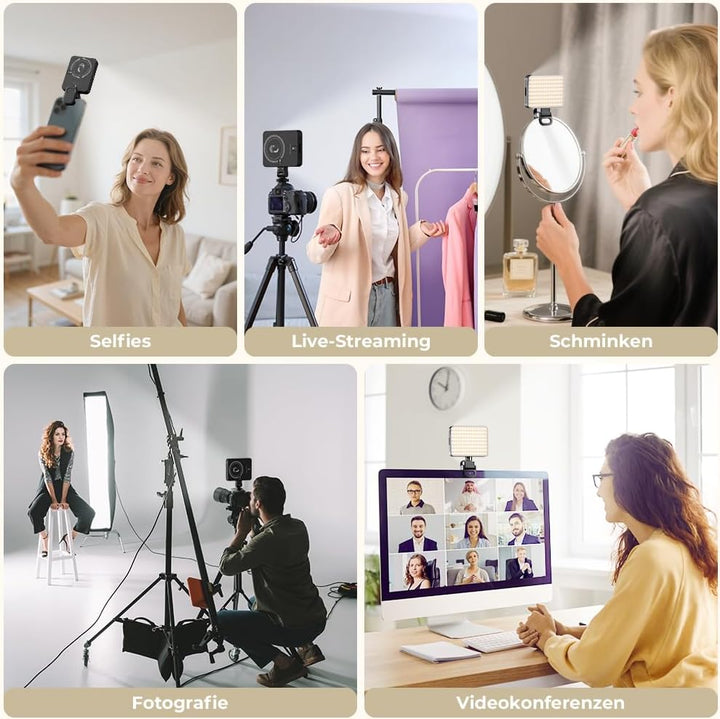 OUSFOT Selfie Licht 128LED 3000K-6500K Handy Licht RGB-Modus 8 Farben mit Einstellbarer Helligkeit,