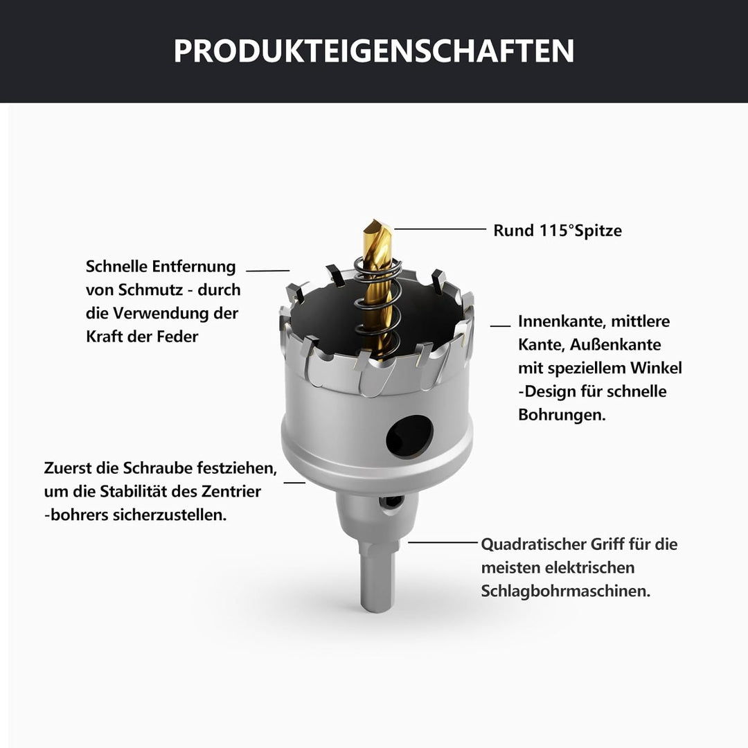 CSOOM Upgrade Hochleistungs-Hartmetall-Lochsäge 14 stück,TCT Lochschneider, mit 2 * Extra Titan-besc